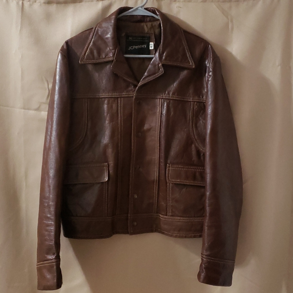 Mens Vintage Brown Leather JC Penny Jacket